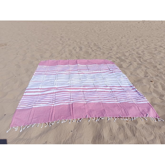 Pareo Fouta de Playa con Flecos Trenzados Tamaño Grande 200x200 cm Harnai