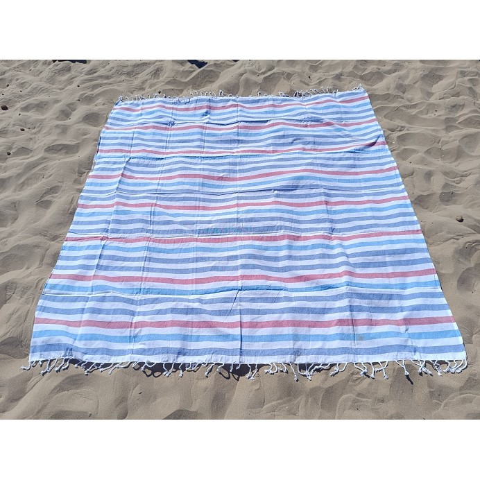 Pareo Fouta de Playa con Flecos Trenzados Tamaño Grande 200x200 cm Aghari