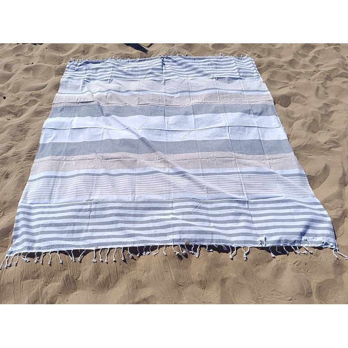 Pareo Fouta de Playa con Flecos Trenzados Tamaño Grande 200x200 cm Jaipur