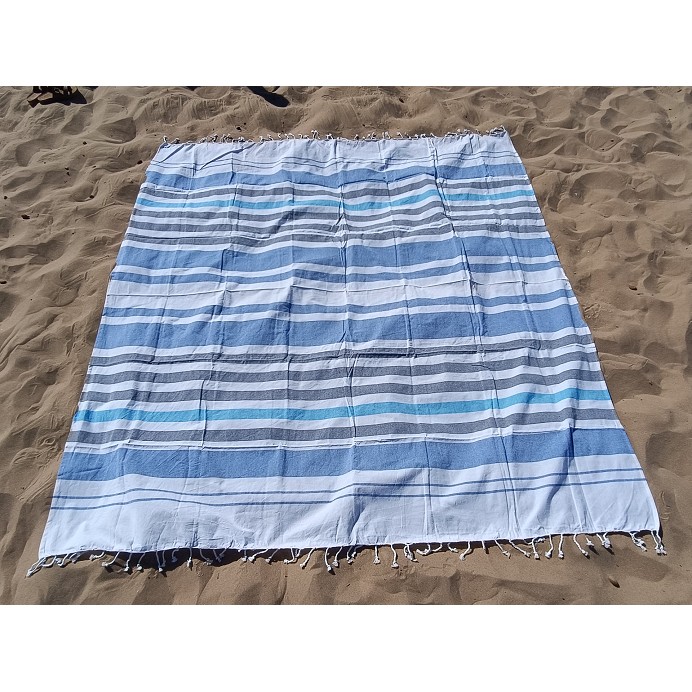 Pareo Fouta de Playa con Flecos Trenzados Tamaño Grande 200x200 cm Salmat