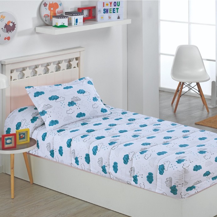 Edredón Ajustable de 350gr Cama 90 Infantil y Cama 105 Nubes Agua